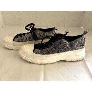 True Religion Women’s Sneakers Janis Glitter Sparkle Silver Platform US Size 8.5